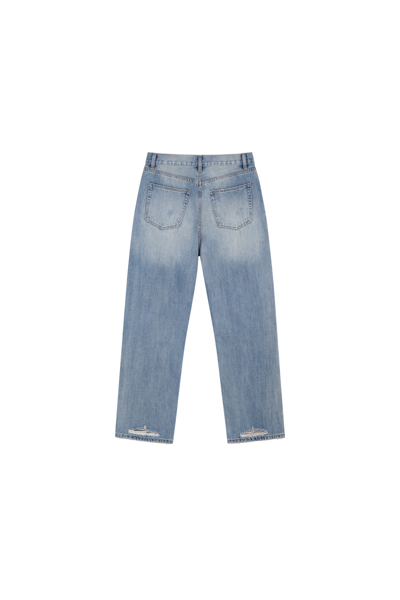 Distressed Straight Leg Jeans