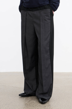 Colorblock Plaid Pleated Trousers