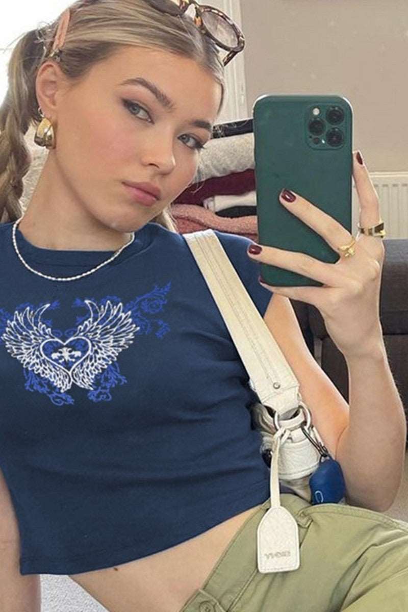 Blue Tattoo Crop Top