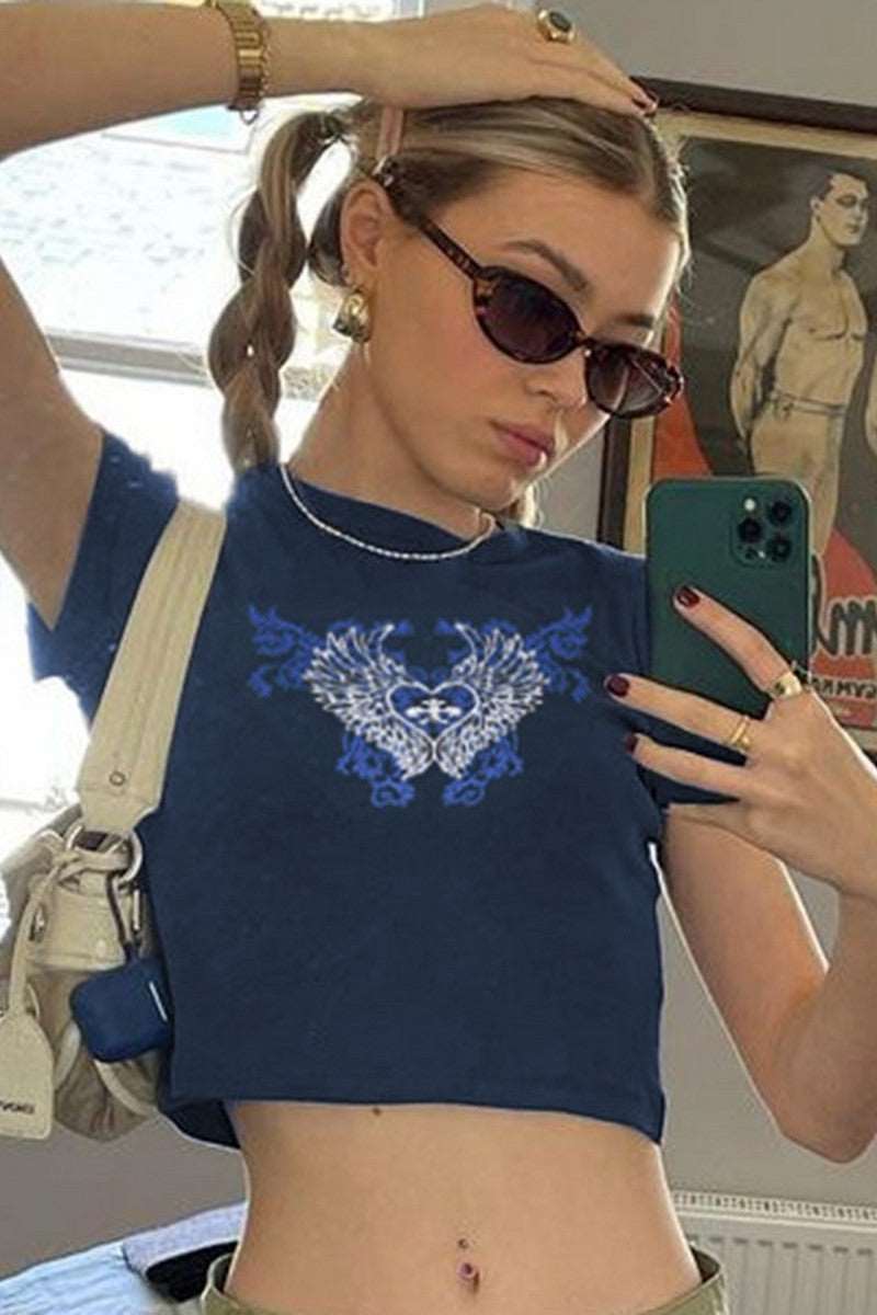 Blue Tattoo Crop Top