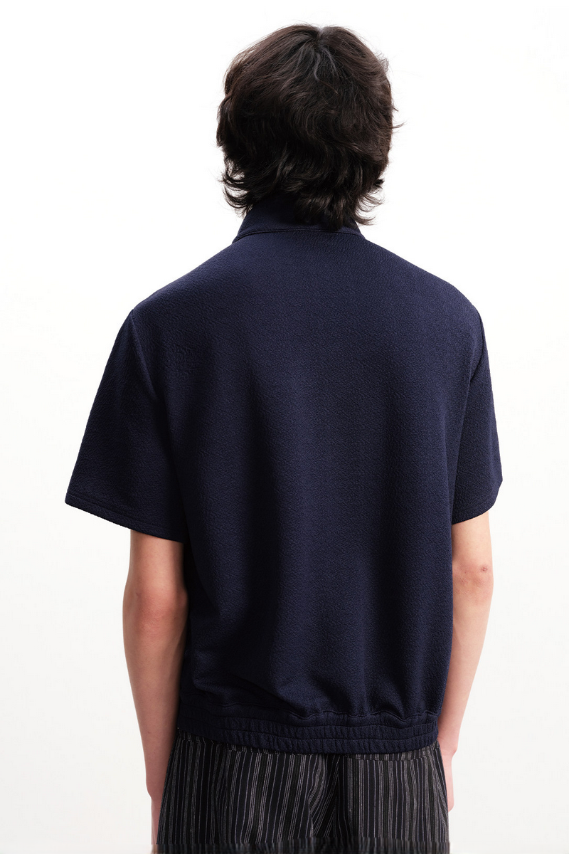 Gathered Stand Collar Shirt