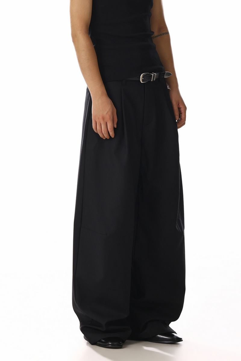 Draped Wide Leg Trousers