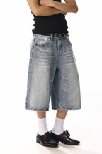Distressed Whisker Cropped Jeans