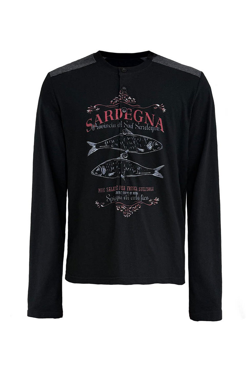 Distressed Sardine Henley Shirt
