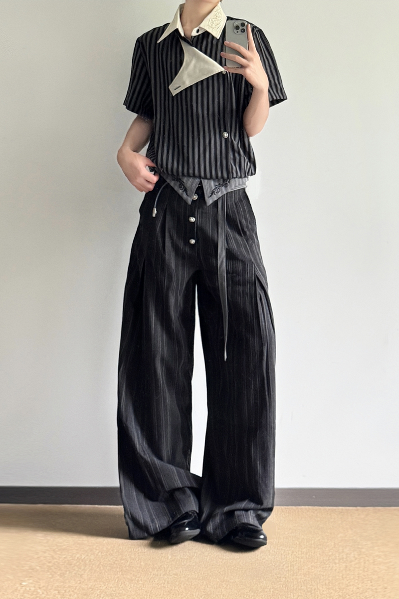 Embroidered Striped Shirt