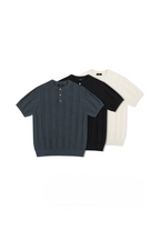 Ribbed Knit Henley Shirt