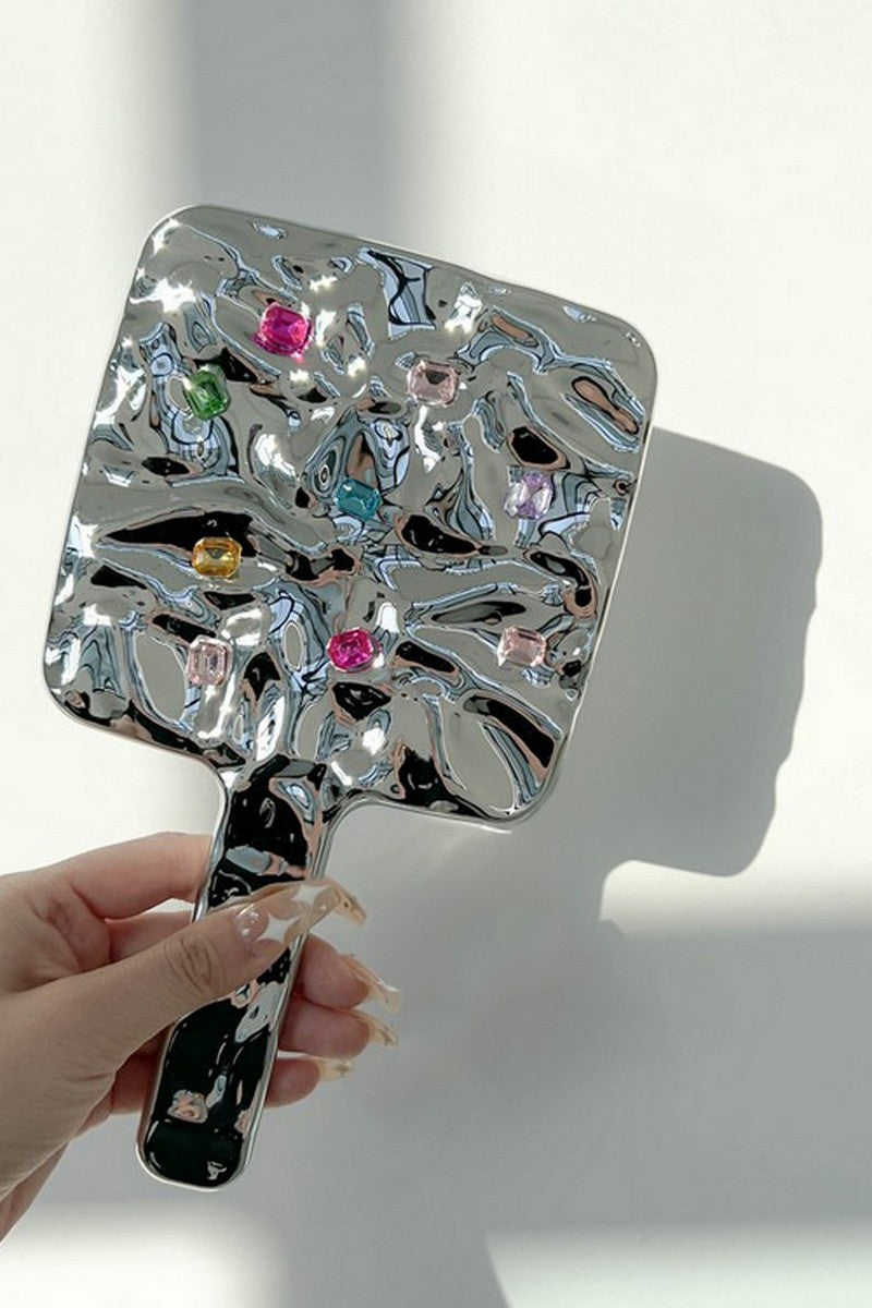 Gemstone Chromed Hand Mirror