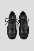 Flap Front Horsehide Trainers - Black - view 5