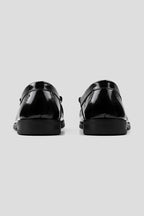 Glossy Gathered Leather Loafers - Black - view 3