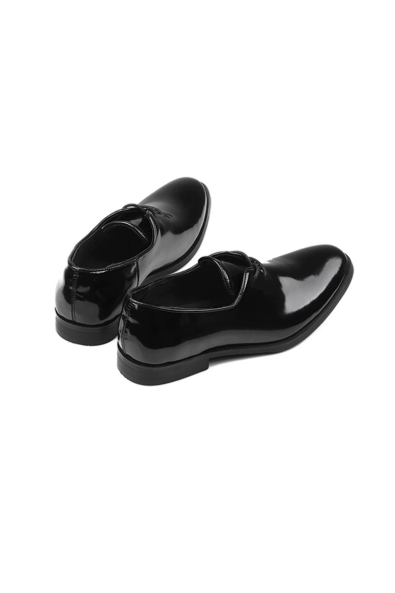 Glossy Pointed Leather Shoes — view 3 — Black
