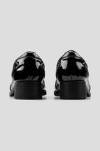 Glossy Stripe Leather Derby Shoes - Black (Men) - view 3