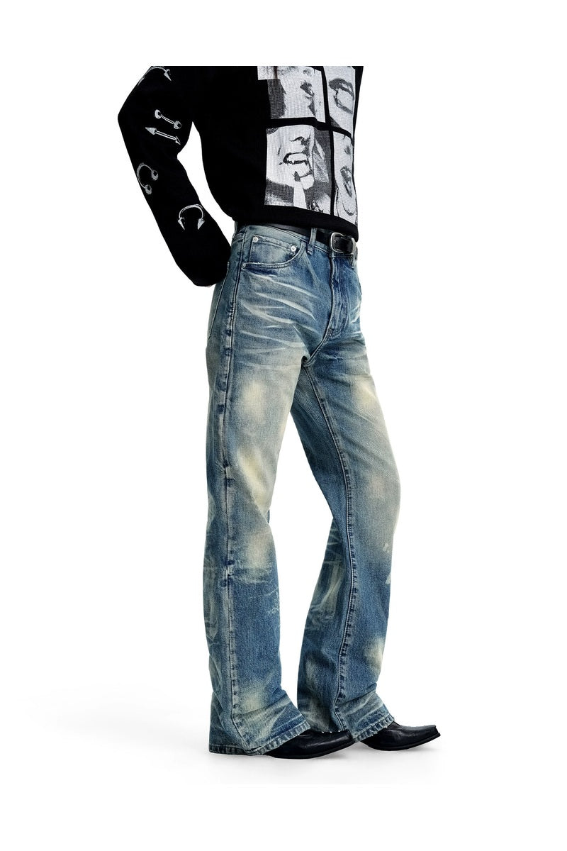 Gradient Whisker Wide Leg Jeans
