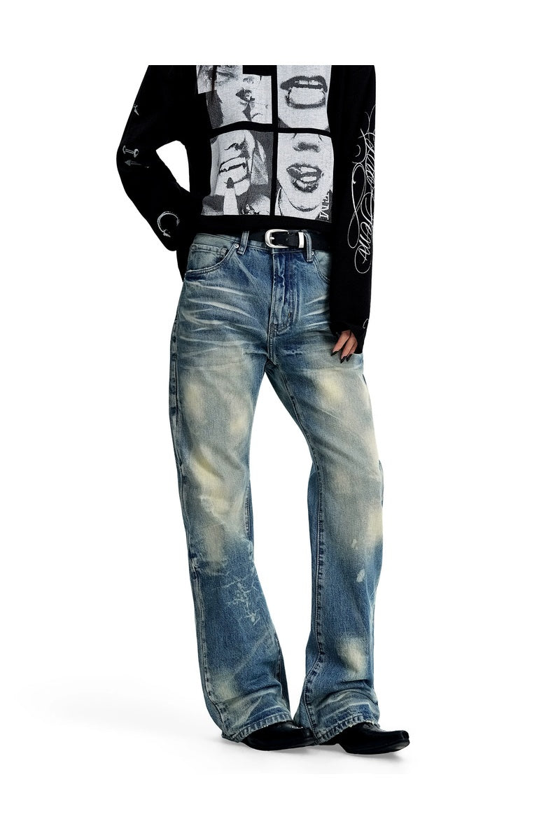 Gradient Whisker Wide Leg Jeans