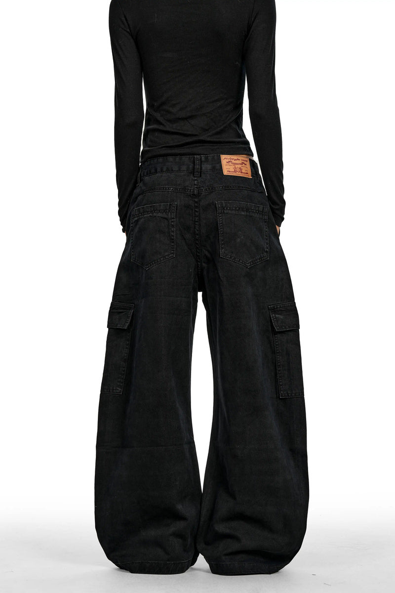 Graphic Print Curved Cargo Pants