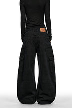 Graphic Print Curved Cargo Pants