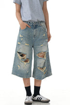 Distressed Washed Jorts