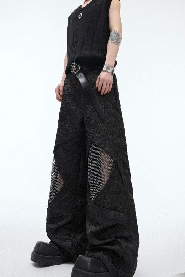 Deconstructed Pleated Mesh Trousers