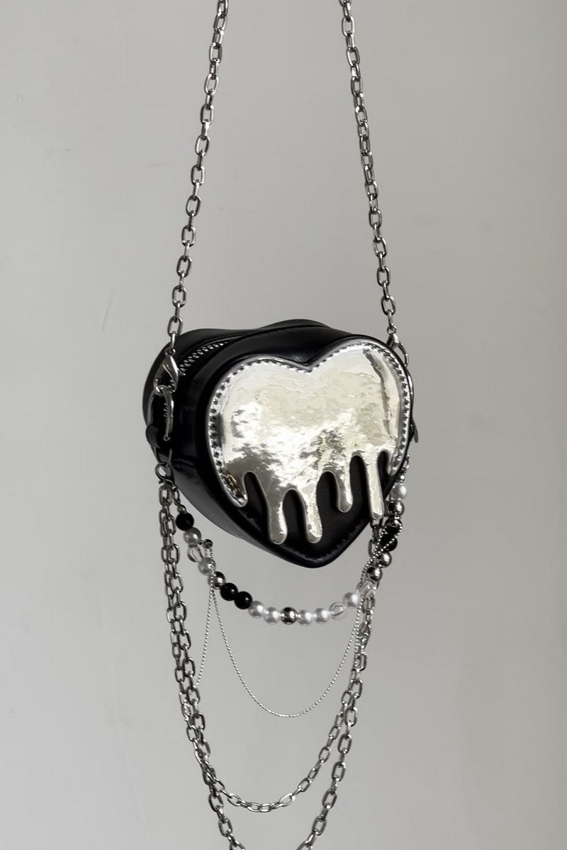 Chrome Heart-Shaped Logo Mini Bag