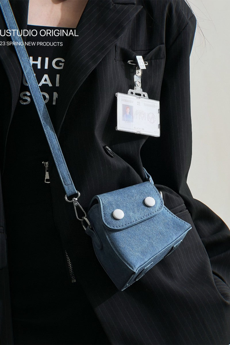Twist Crossbody Denim Mini Shoulder Bag