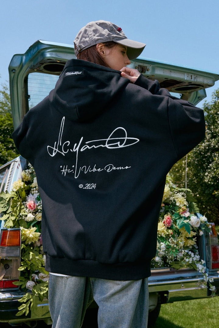 Handwritten Embroidered Zip up Hoodie