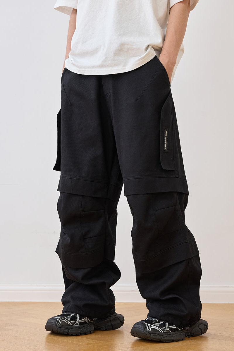 Zipper Pleated Paratrooper Pants