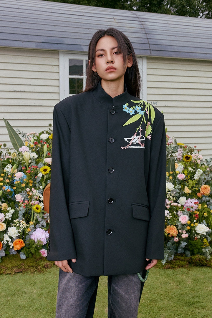 Floral Embroidery Suit Jacket