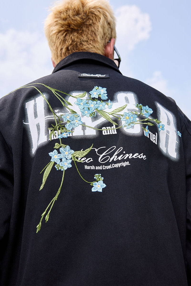 Vintage Floral Embroidered Collar Jacket