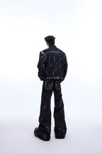 Metal Rived Destroyed Jeans