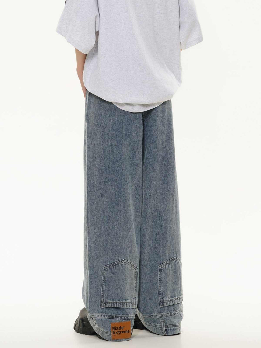 Inverted Washed Wide-Leg Jeans