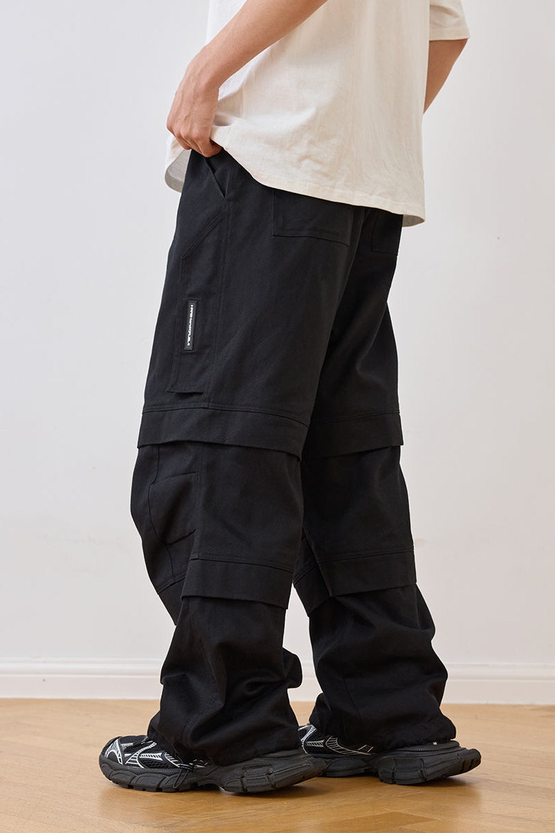 Zipper Pleated Paratrooper Pants