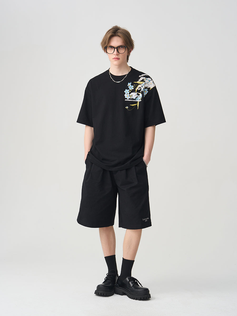 Floral Embroidery Logo Tee