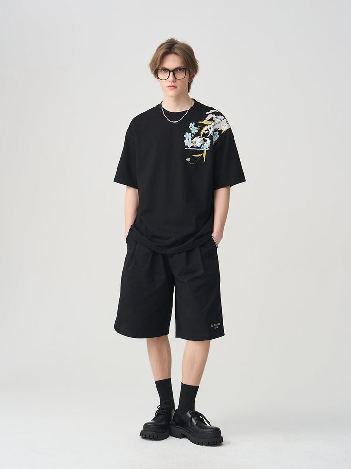 Floral Embroidery Logo Tee