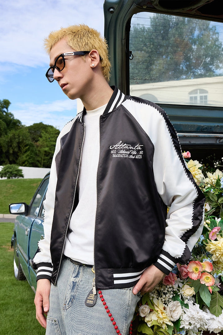 Vintage Pearl Embroidered Baseball Jacket