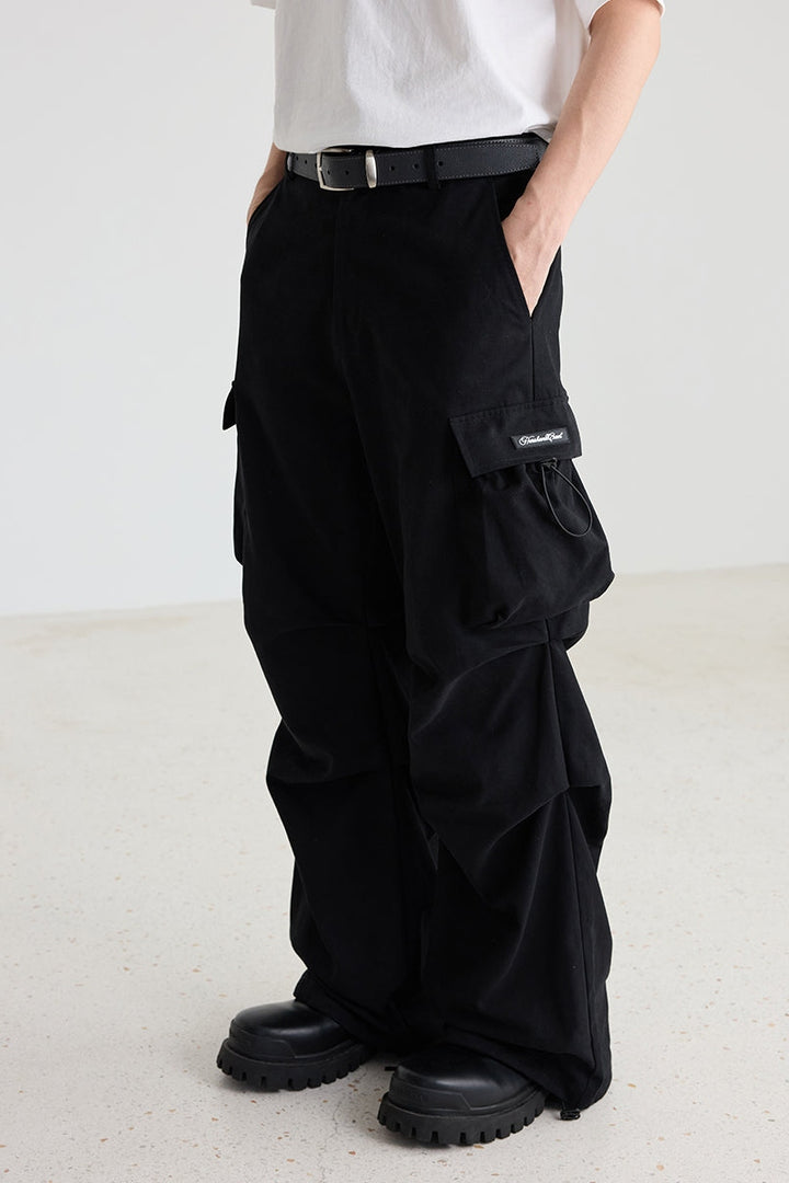 Crisp Pleated Parachute Cargo Pants