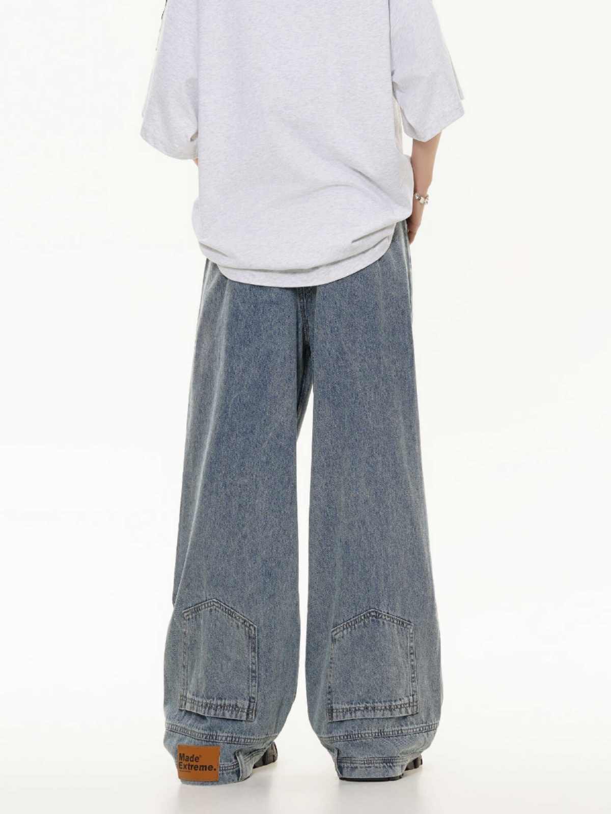 Inverted Washed Wide-Leg Jeans – Copping Zone