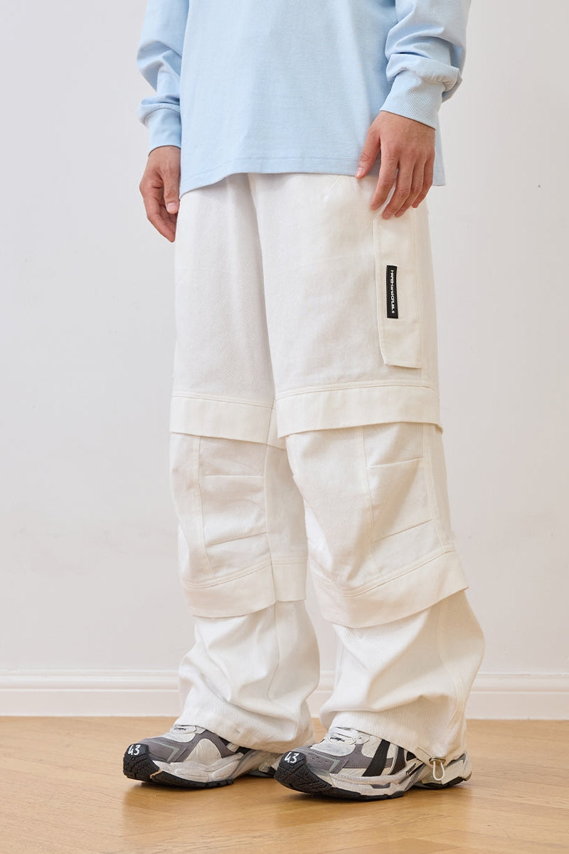 Zipper Pleated Paratrooper Pants