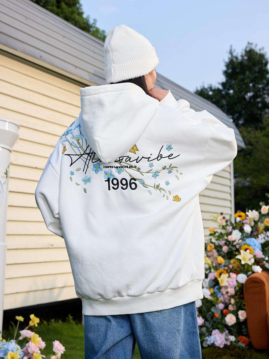 COPPING ZONE Flood Printedスウェット Floral Embroidery Style Zip Up Hoodie – Copping Zone