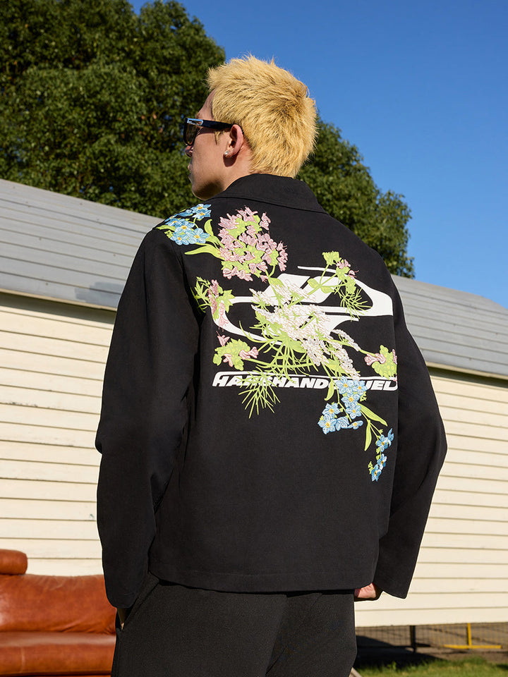 Floral Embroidered Zip-Up Jacket