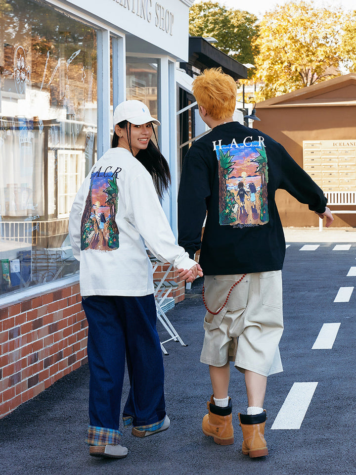 Sunset Graphic Oversized Long Sleeve