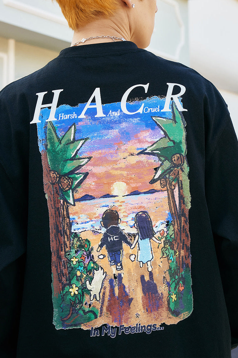 Sunset Graphic Oversized Long Sleeve