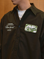 Embroidered Strap Patch Shirt