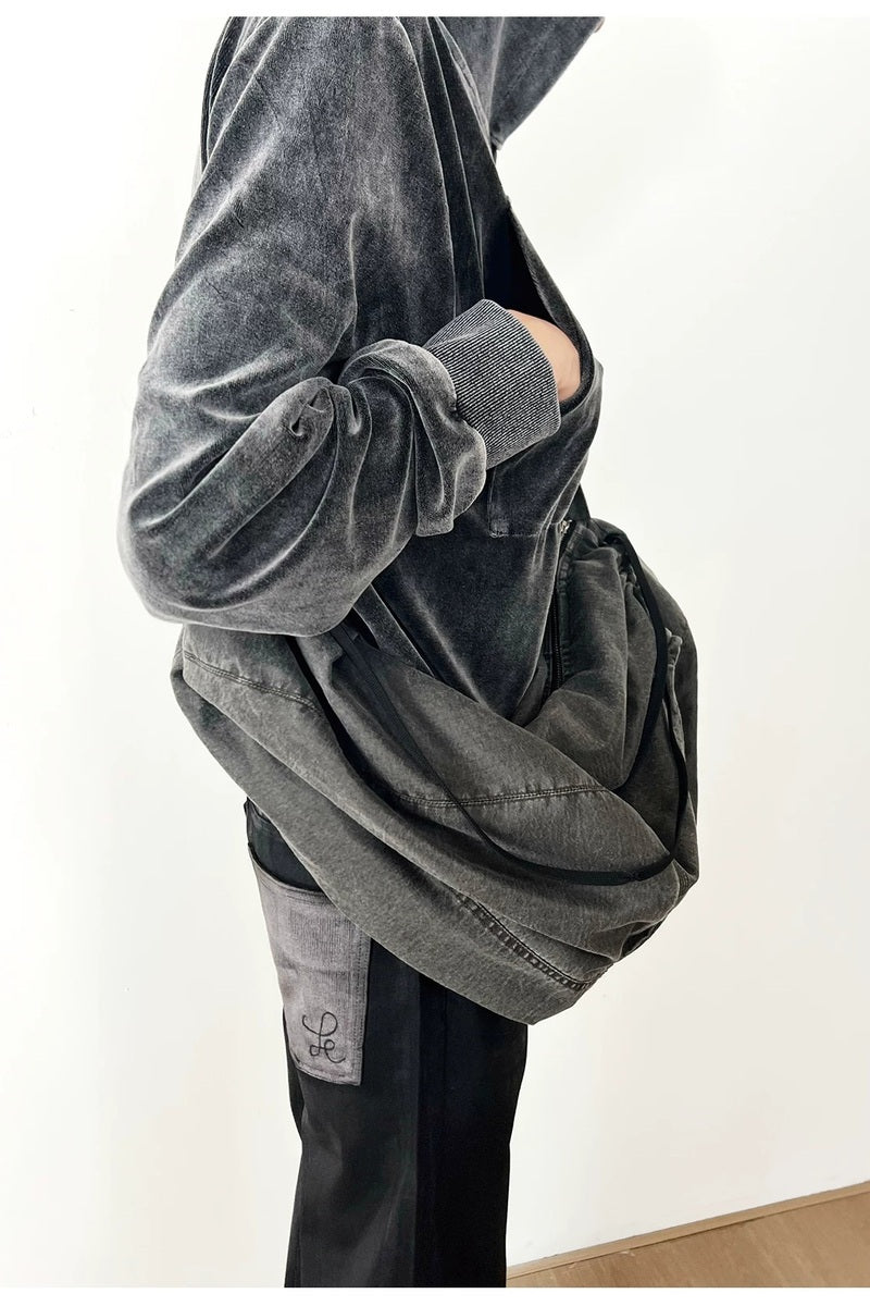 Pleated Drawstring Hobo Bag — original product photograph
