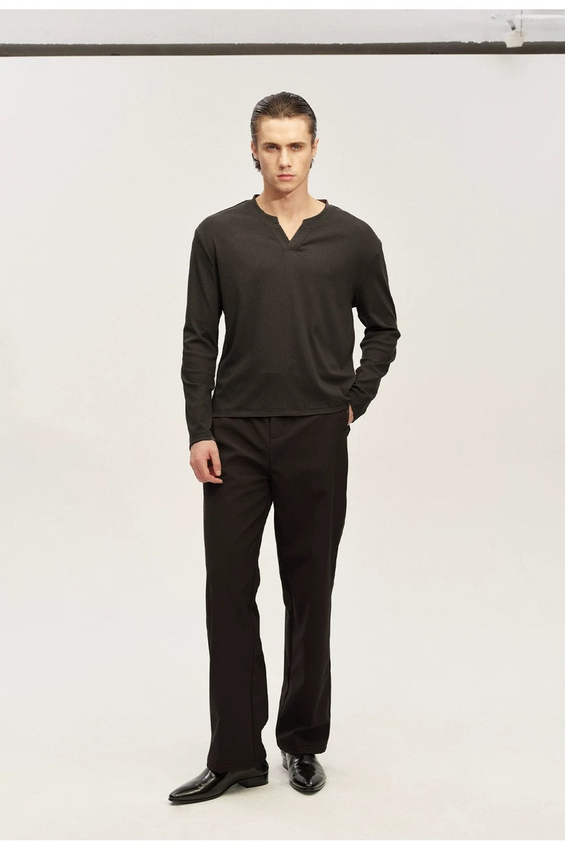 Ribbed V-Neck Long Sleeve — original product photograph