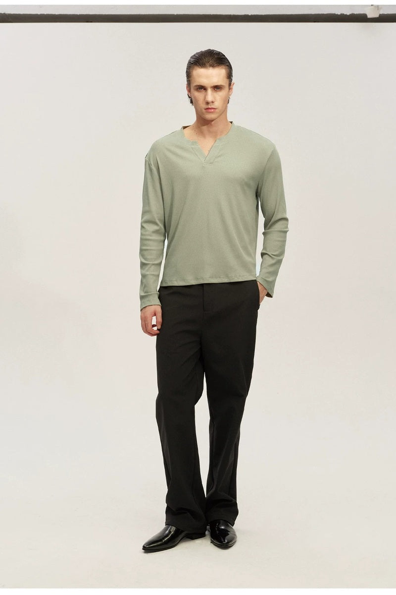 Ribbed V-Neck Long Sleeve — original product photograph