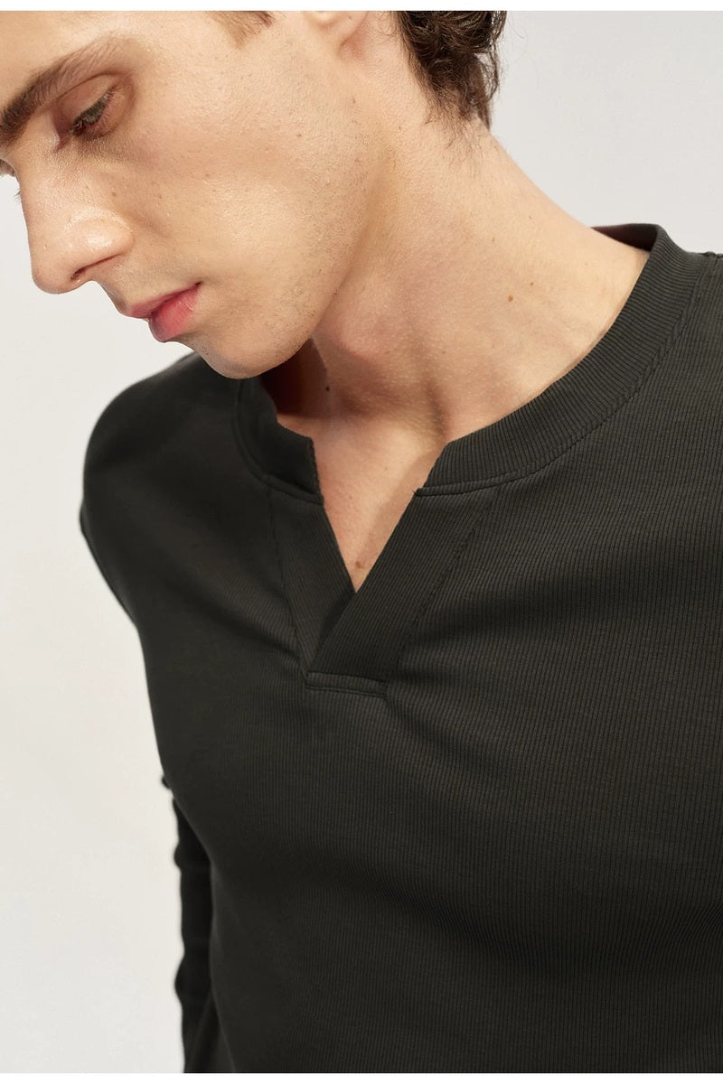 Ribbed V-Neck Long Sleeve — original product photograph