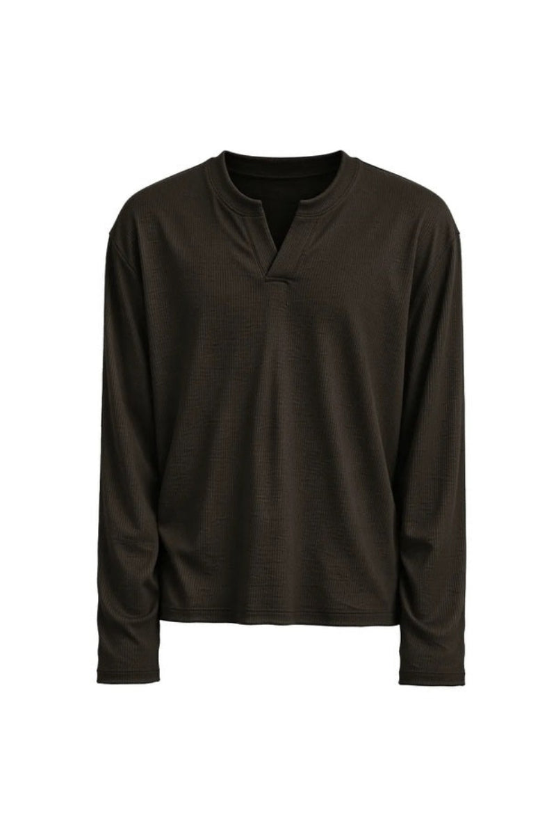 Ribbed V-Neck Long Sleeve — original product photograph