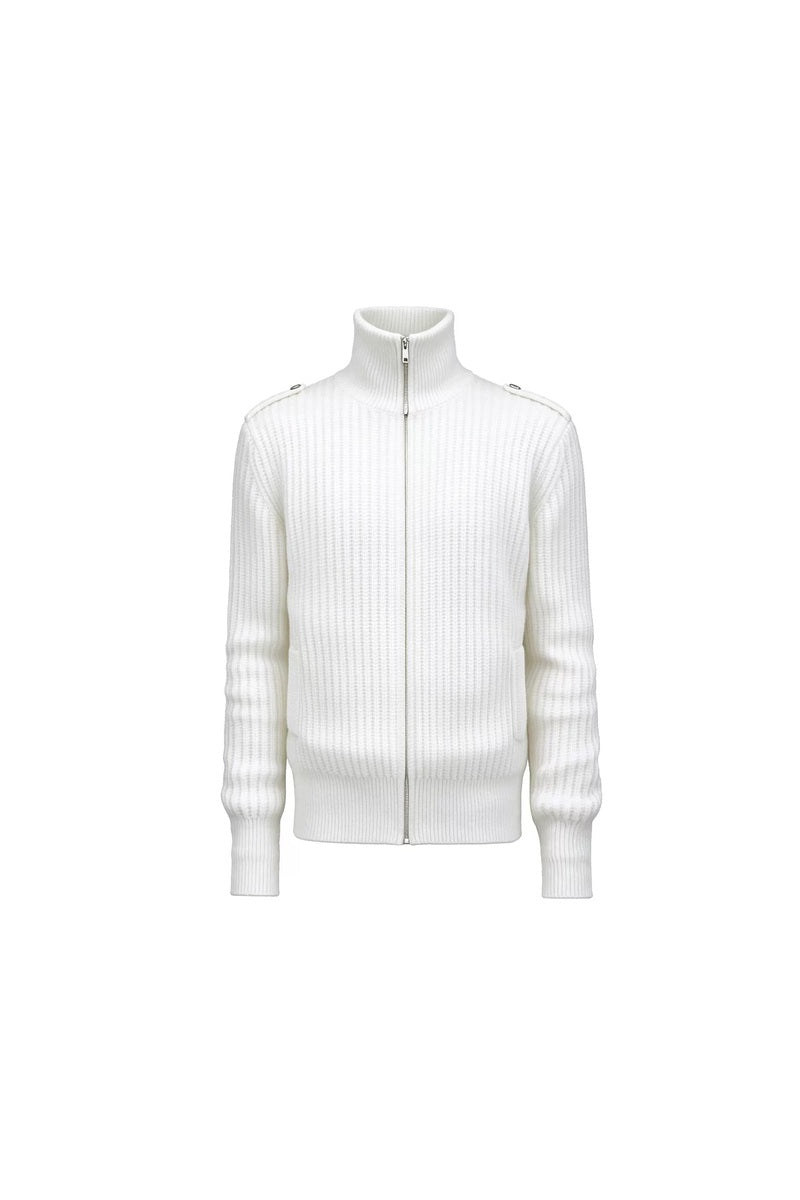 Epaulet Ribbed Zip Cardigan — original product photograph