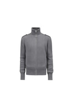 Epaulet Ribbed Zip Cardigan — original product photograph