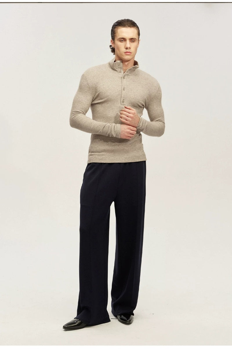 Button Neck Ribbed Sweater — original product photograph