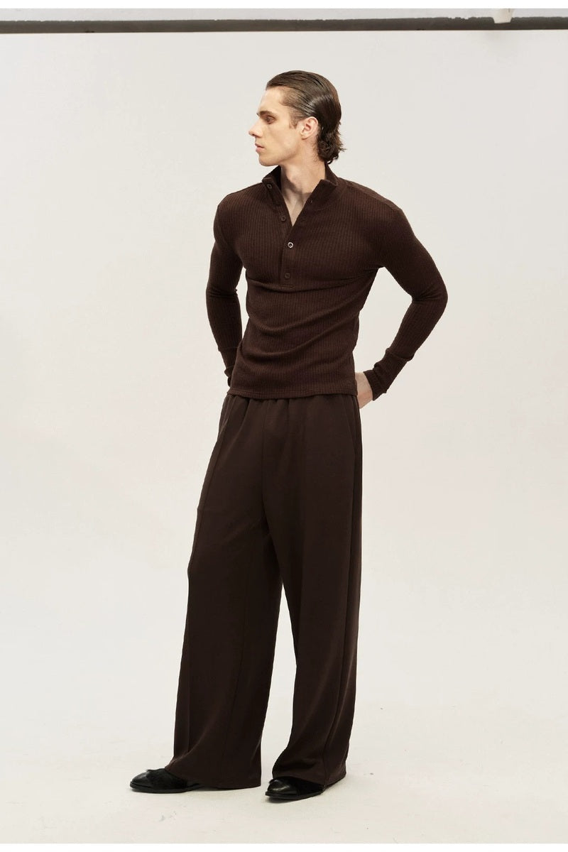 Button Neck Ribbed Sweater — original product photograph